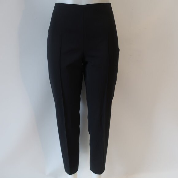 Womens Akris Black Cotton Blend Flat Front Pintuck Pleat Ankle Pants 10 - Picture 1 of 12